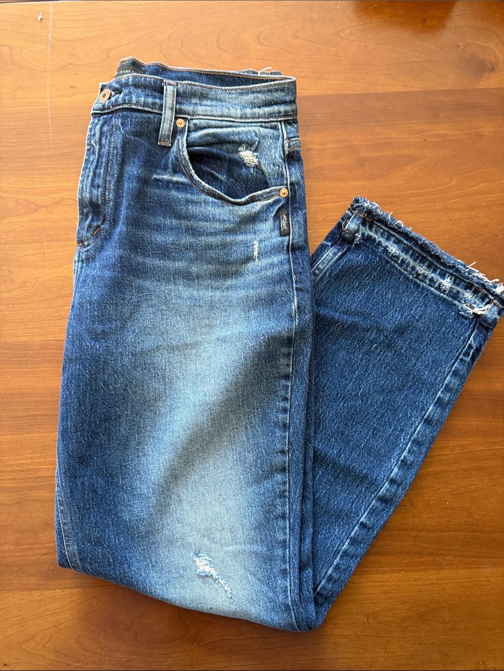 Silver Jeans Frisco Straight Women’s  Dark Blue Distressed Denim